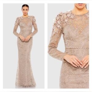 Mac Duggal 11323 NWT Embellished Shoulder Detail Long Sleeve Gown